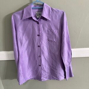 Lilly Pulitzer Purple 100% Silk Button Down Blouse Size Small
